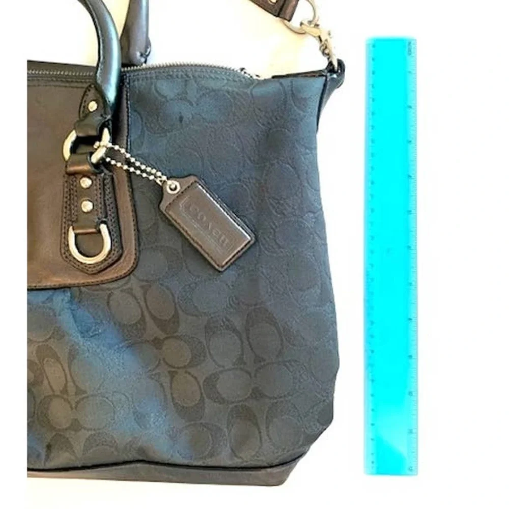 Coach Ashley Sateen & Leather Two-Way Shoulder Satchel Metallic Charcoal Grey - Picture 7 of 8